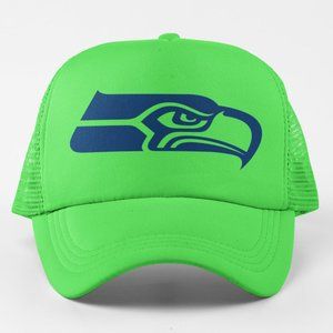 NEW Seattle Seahawks Logo Foam Trucker Mesh Snapback Hat NEON GREEN